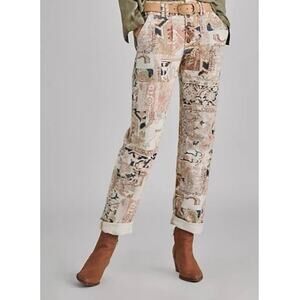 Anthropologie The Wanderer Tapestry Print Utility Boho Button Fly High Rise 28